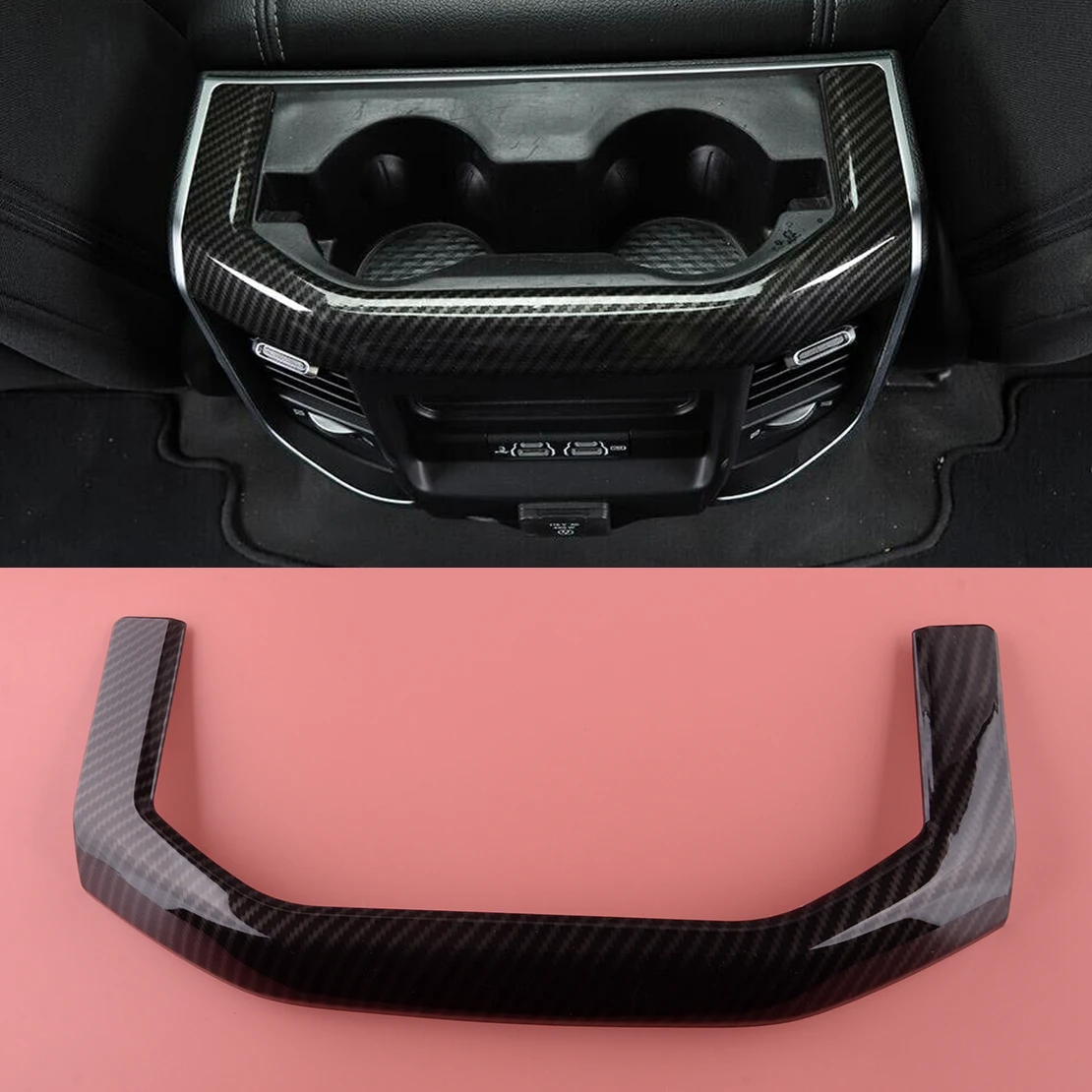 Car Rear Cup Holder Panel Trim Cover Black Carbon Fiber Style ABS Fit for Dodge Ram 1500 2019 2020 2021 2022
Car Rear Cup Holder Panel Trim Cover Black Carbon Fiber Style ABS Fit for Dodge Ram 1500 2019 2020 2021 2022
