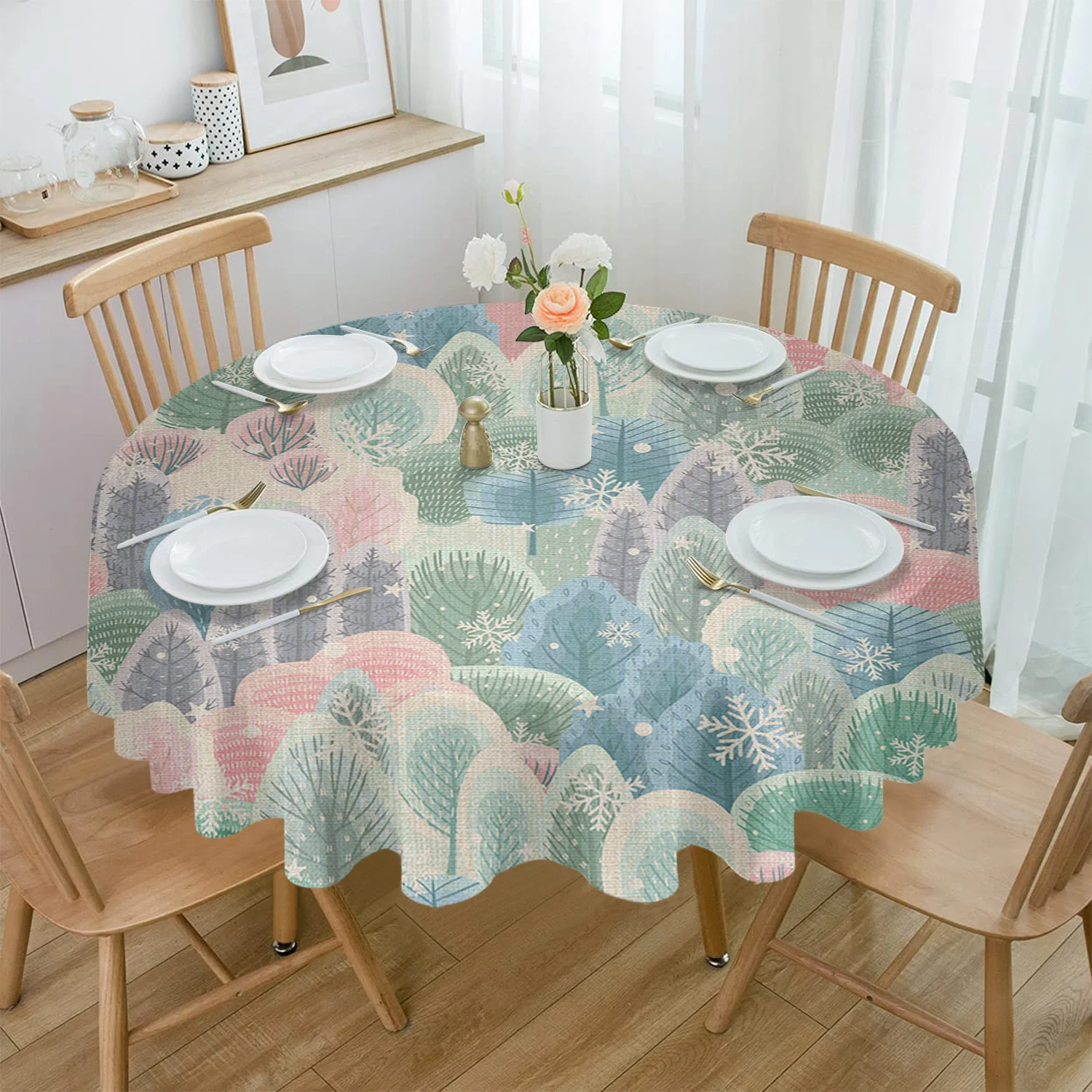 Christmas Tree Snowflakes Round Tablecloth Waterproof Wedding Party Table Cover Christmas Dining Table Tablecloth 
Christmas Tree Snowflakes Round Tablecloth Waterproof Wedding Party Table Cover Christmas Dining Table Tablecloth
