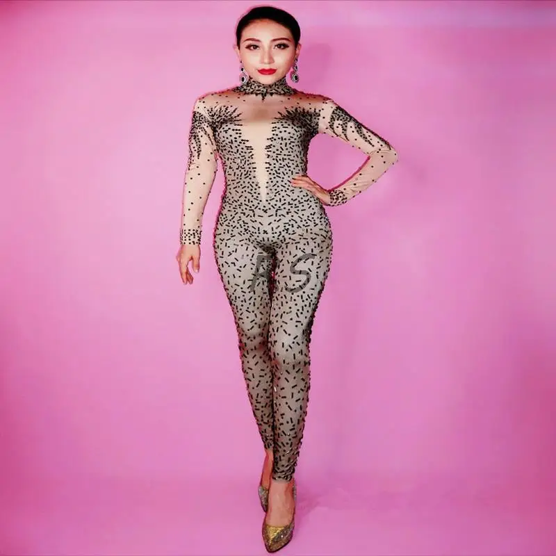 Women Sparkly Black Rhinestones Sexy Jumpsuit Nightclub DJ Female Singer Stretch Leotard Bodysuits Party Performance Costumes
Women Sparkly Black Rhinestones Sexy Jumpsuit Nightclub DJ Female Singer Stretch Leotard Bodysuits Party Performance Costumes