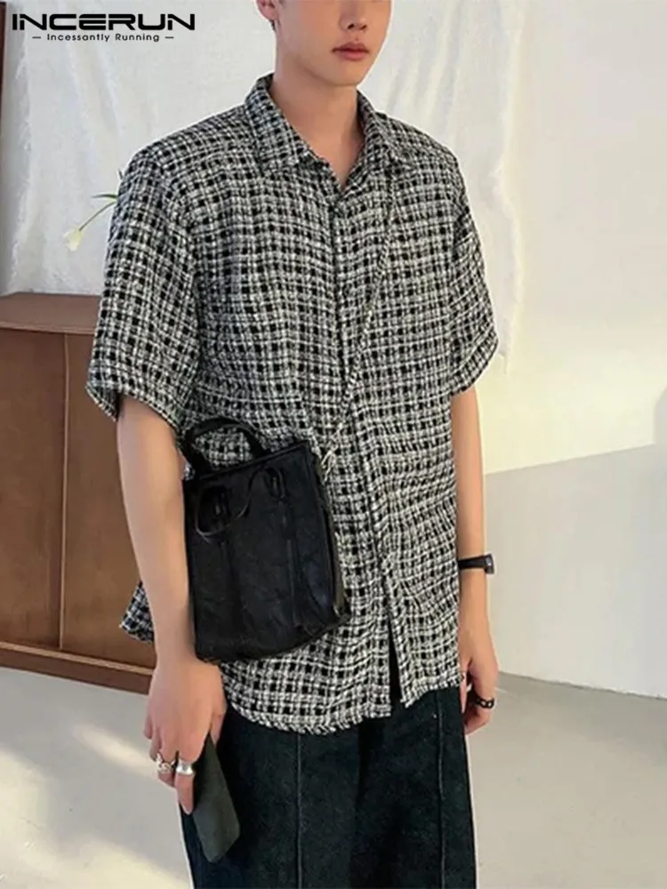 Stylish New Men Checked Tops INCERUN Short Sleeve Shirts Button Up Loose Casual Streetwear Style Male Holiday Blouse S-5XL 2022
Stylish New Men Checked Tops INCERUN Short Sleeve Shirts Button Up Loose Casual Streetwear Style Male Holiday Blouse S-5XL 2022