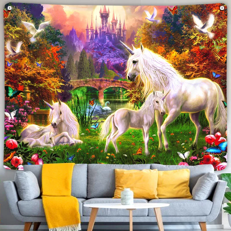 Boho oil painting psychedelic horse cute home curtain decoration wall hanging unicorn castle tapestry bedroom hippie tapiz
Boho oil painting psychedelic horse cute home curtain decoration wall hanging unicorn castle tapestry bedroom hippie tapiz