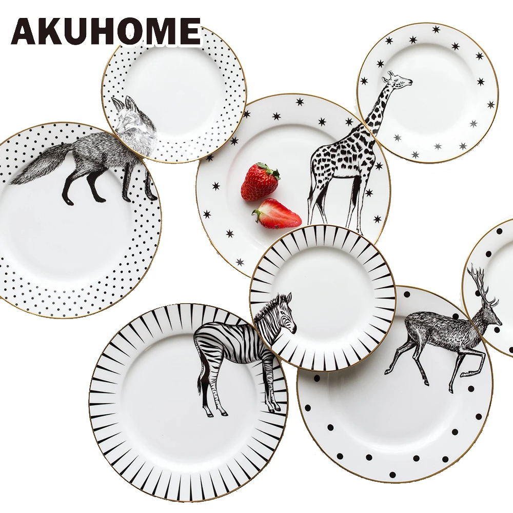 2 Pcs 6&8 Inch Animal Combined Plates Set Ceramic Plates Fox Elk Giraffe Zebra Pattern Plates Steak Breakfast Cake Fruits Dish
2 Pcs 6&8 Inch Animal Combined Plates Set Ceramic Plates Fox Elk Giraffe Zebra Pattern Plates Steak Breakfast Cake Fruits Dish