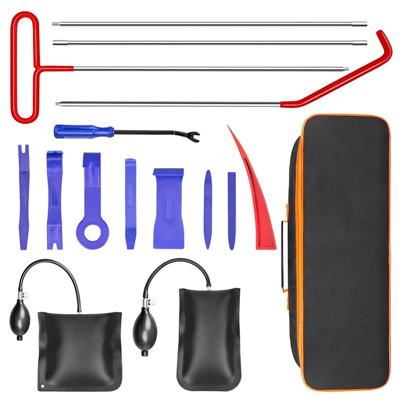 Car Tool Kit With Long Reach Grabber, Air Wedge Pump, Non Marring Wedge, Auto Trim Removal Tool Set For Car
Car Tool Kit With Long Reach Grabber, Air Wedge Pump, Non Marring Wedge, Auto Trim Removal Tool Set For Car