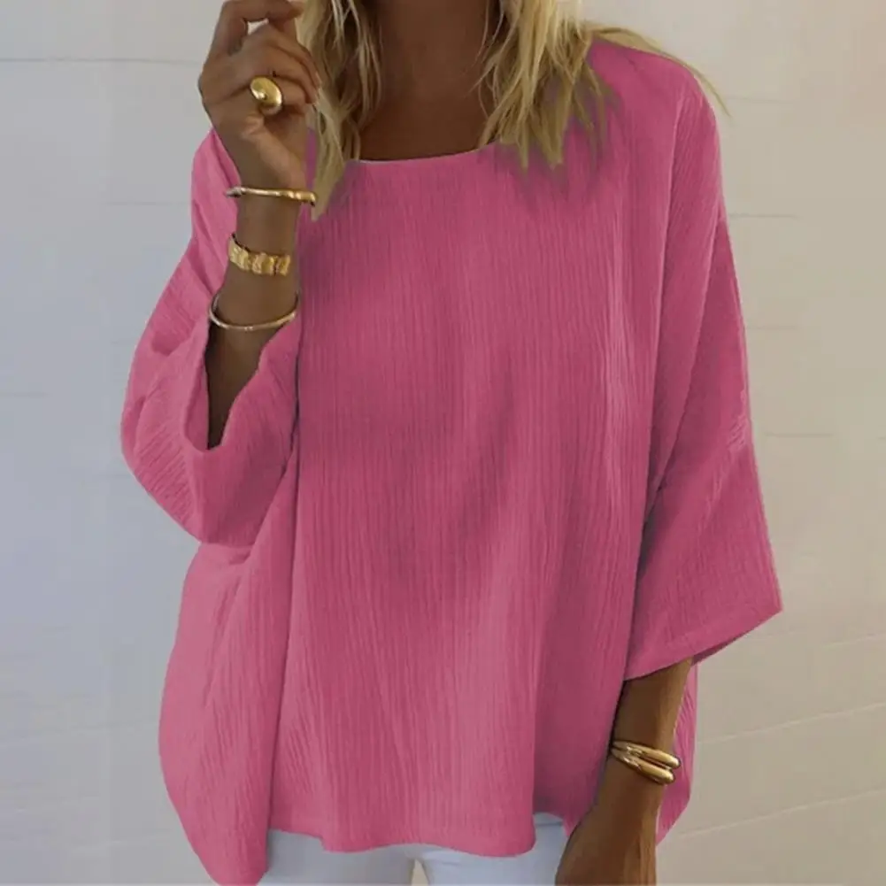 Casual Women Blouse O-neck 3/4 Sleeve Loose Fit Pure Color Shirt Pullovers Top Vintage Female Clothing Streetwear
Casual Women Blouse O-neck 3/4 Sleeve Loose Fit Pure Color Shirt Pullovers Top Vintage Female Clothing Streetwear