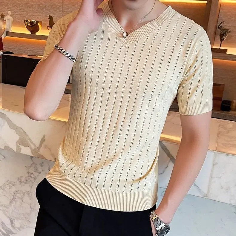 2022 Summer V Neck Knit T-Shirts Men Clothing Slim Fit Casual Short Sleeve Tee Shirt Homme Streetwear Clothes Male Clothing A31
2022 Summer V Neck Knit T-Shirts Men Clothing Slim Fit Casual Short Sleeve Tee Shirt Homme Streetwear Clothes Male Clothing A31