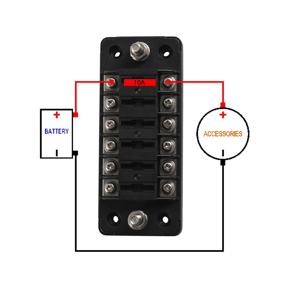 1set Automobile Long 6-way Positive And Negative Fuse Box (With Negative+Terminal+Fuse)15A +10A+5A Nsurance Film 2pcs Each
1set Automobile Long 6-way Positive And Negative Fuse Box (With Negative+Terminal+Fuse)15A +10A+5A Nsurance Film 2pcs Each