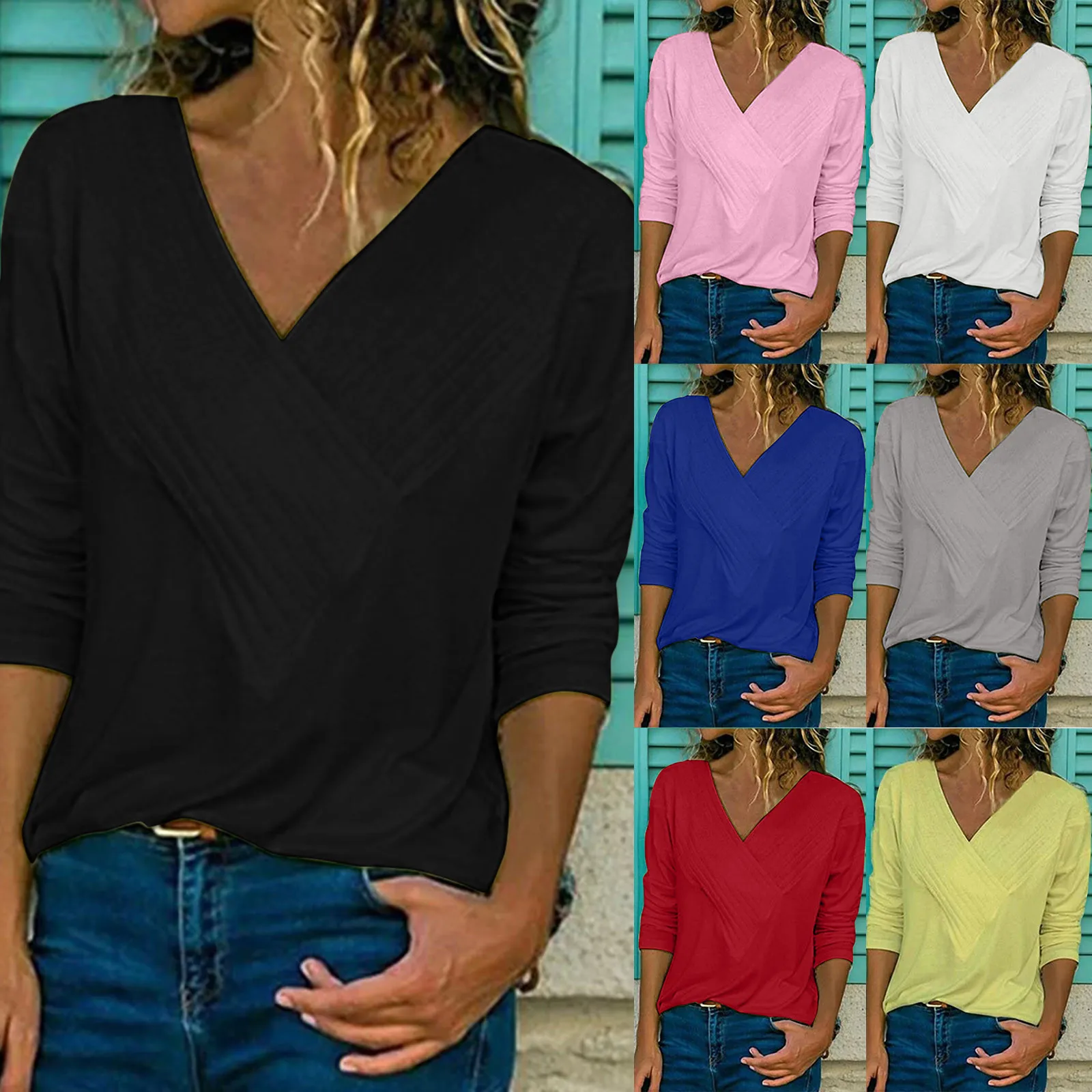 Женская приталенная туника с длинным рукавом и V-образным вырезом
Женская приталенная туника с длинным рукавом и V-образным вырезом