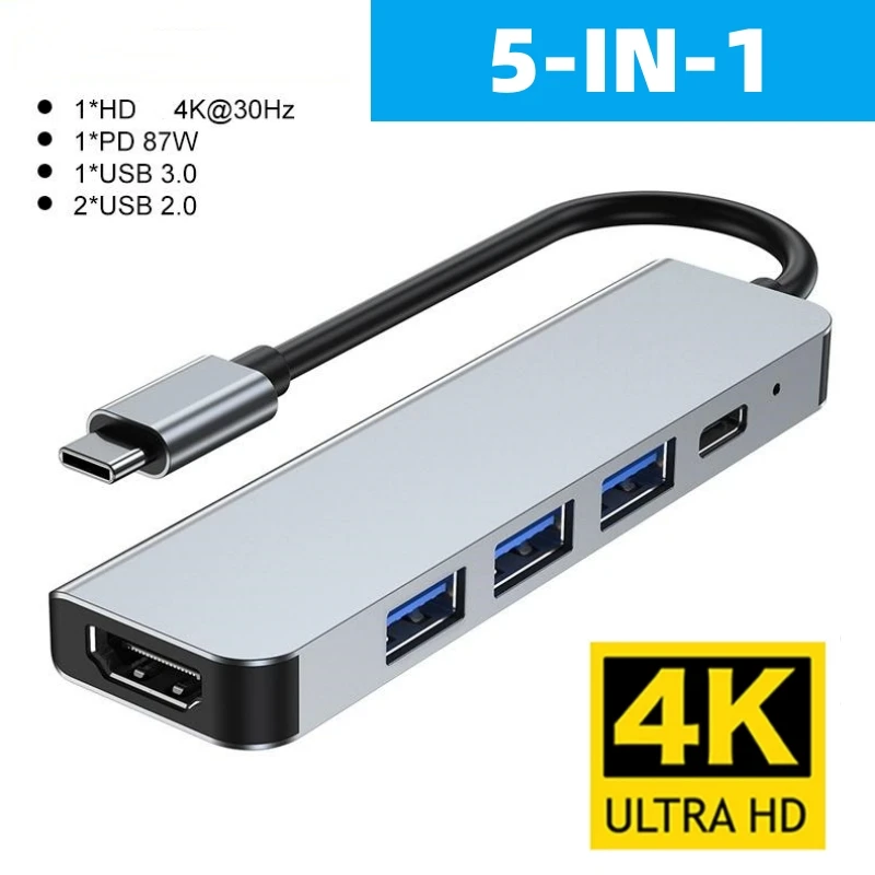 

Док-станция Kebidu Type C HUB to 4K 30Hz HDMI-совместимый адаптер USB 3,0 PD87W Зарядка для Macbook Pro Аксессуары для ноутбуков