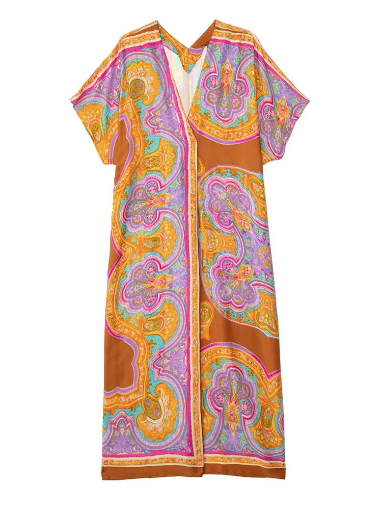 XEASY 2022 Women Summer Print Gown Dress Vintage Short Sleeve V-Neck Female Straight Dress
XEASY 2022 Women Summer Print Gown Dress Vintage Short Sleeve V-Neck Female Straight Dress