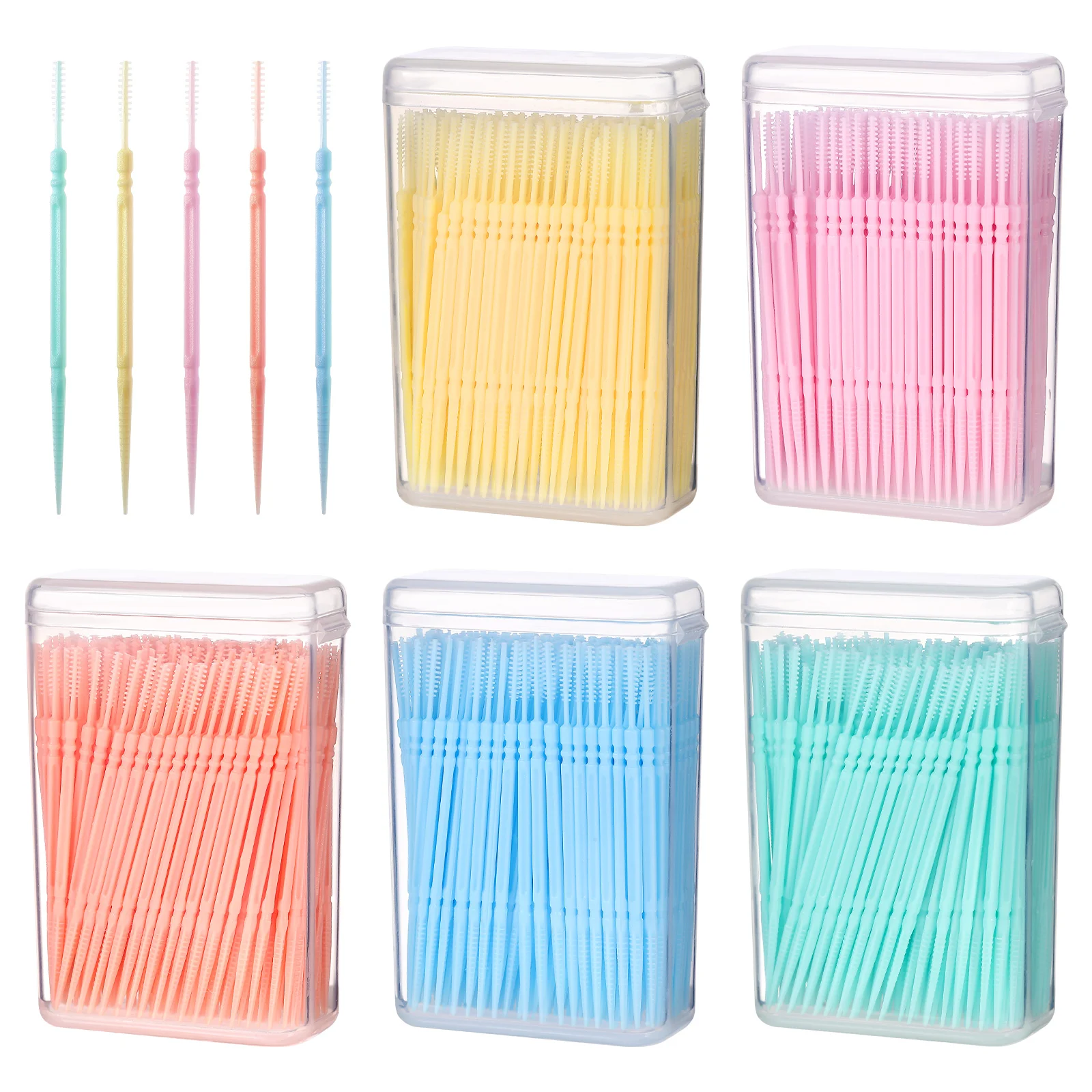 

1100pcs Interdental Toothpicks Disposable Toothpick Brush Picks Oral Care Interdental Toothpicks (Random Color) Products