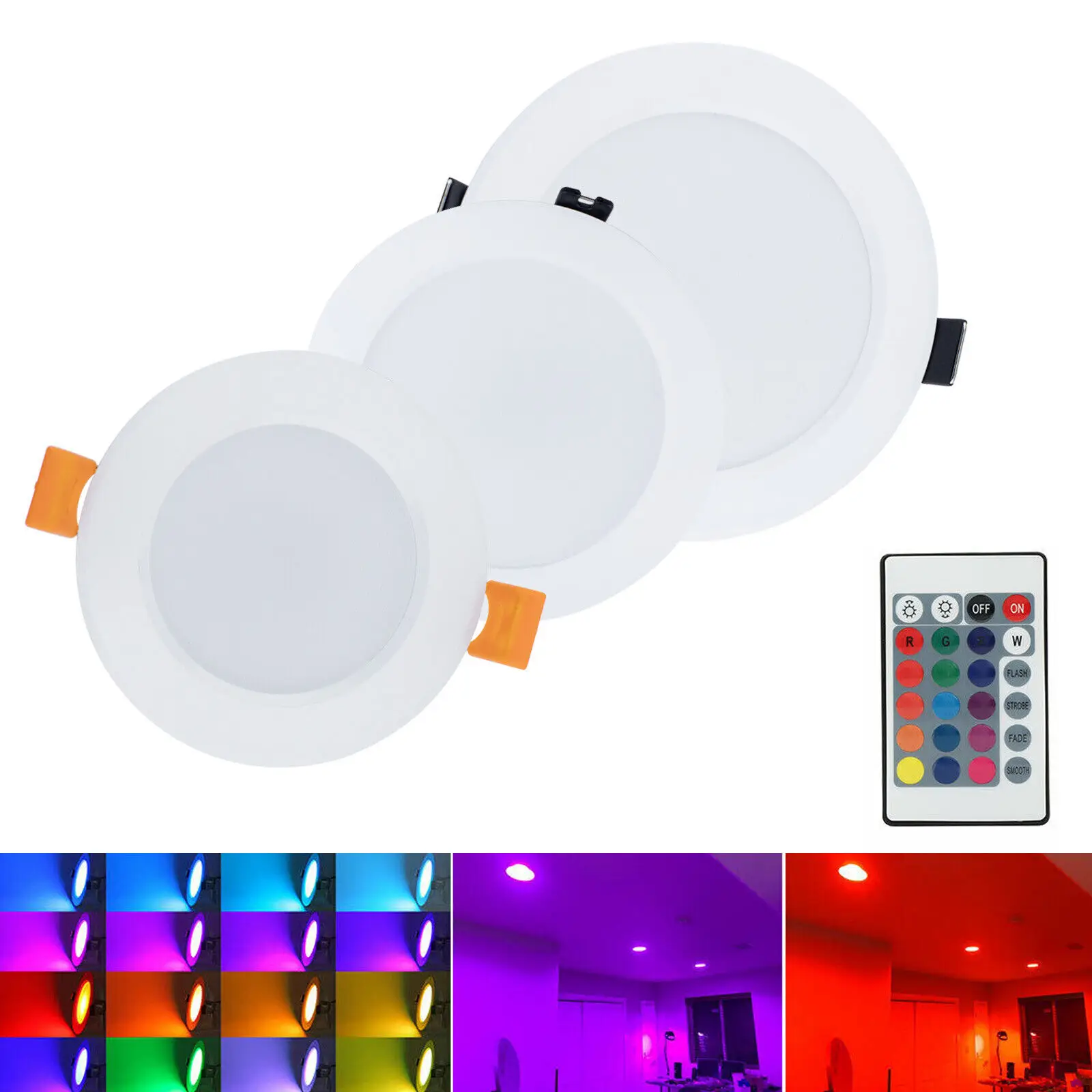 

Dimmable RGB Downlight 3W 5W 10W Round LED Recessed Ceiling Spotlight 85V-265V Color Changing Light for Prom Party Smart Light