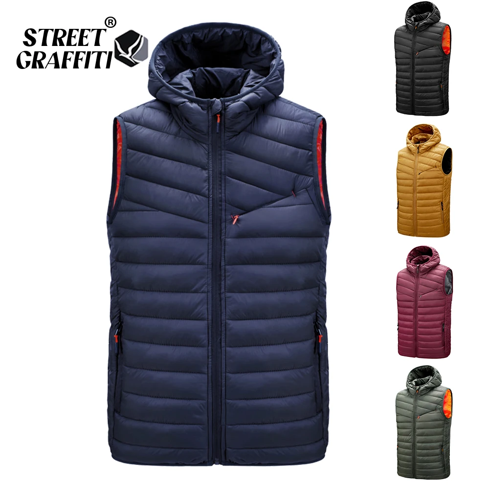 S.T.G 2022 Men Sleeveless Down Vests Solid Zipper Hooded Vest Jackets Hot Fashion Male Winter Casual Waistcoat Windproof Jacket
S.T.G 2022 Men Sleeveless Down Vests Solid Zipper Hooded Vest Jackets Hot Fashion Male Winter Casual Waistcoat Windproof Jacket