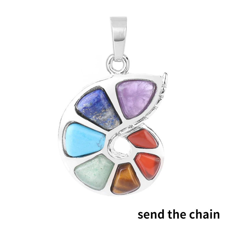 Natural Stone Crystal Gem Conch Seven Chakra Necklace Pendant 7Chakra Energy Stone Yoga Meditation Necklace Pendant Jewelry Gift
Natural Stone Crystal Gem Conch Seven Chakra Necklace Pendant 7Chakra Energy Stone Yoga Meditation Necklace Pendant Jewelry Gift