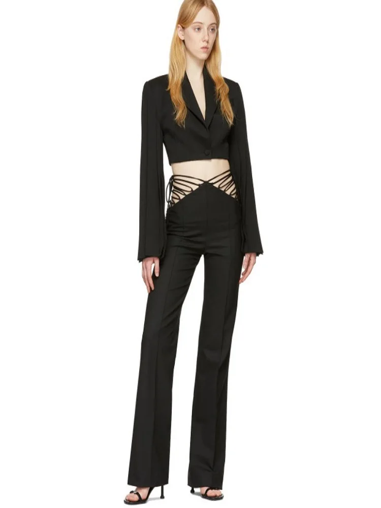 2023 Women's clothing satin hollow bandage casual women's trousers y2k clothes new high -quality loose sexy pants traf bra
2023 Women's clothing satin hollow bandage casual women's trousers y2k clothes new high -quality loose sexy pants traf bra