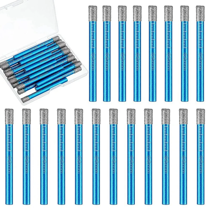 1/4 Inch Dry Diamond Drill Bits Set 20Pcs 6Mm Tile Drill Bits Diamond Hole Saw Core Drill Bits For Ceramic Stone Granite
1/4 Inch Dry Diamond Drill Bits Set 20Pcs 6Mm Tile Drill Bits Diamond Hole Saw Core Drill Bits For Ceramic Stone Granite