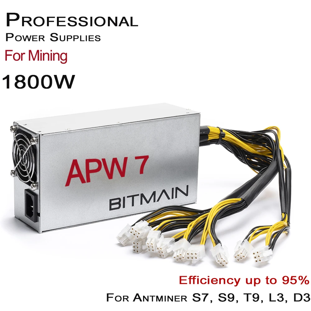 APW7 1800W Power Supply For Mining Rig Bitmain Antminer 12V 10x PCI-E 6 Pin Mining GPU Card Mining Antminer PC A6/A7/S9/R4/S7/E9
APW7 1800W Power Supply For Mining Rig Bitmain Antminer 12V 10x PCI-E 6 Pin Mining GPU Card Mining Antminer PC A6/A7/S9/R4/S7/E9