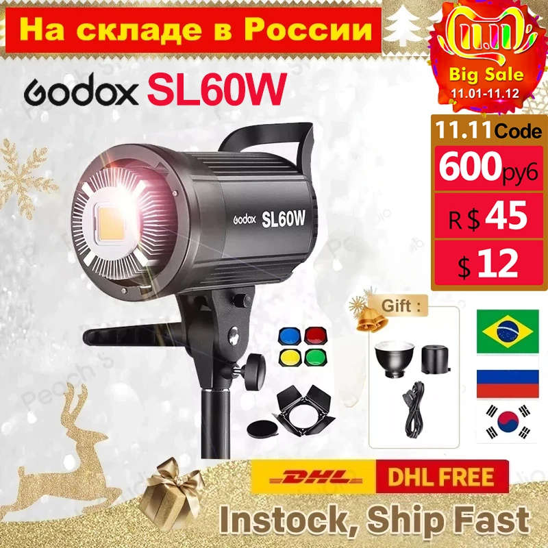 Осветитель Godox SL60W SL-60W LED для видеосъемки (Сбалансированный дневной свет), аксессуары для фотостудии Live PK Nanlite
Осветитель Godox SL60W SL-60W LED для видеосъемки (Сбалансированный дневной свет), аксессуары для фотостудии Live PK Nanlite
