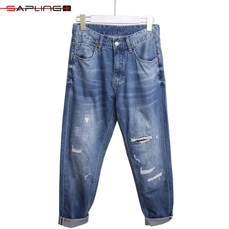 2022 Spring Summer Men's Jeans Casual Light Blue Teenage Male Jeans Loose Hole Denim Trousers Fashion Mid Waisted Straight Pants
2022 Spring Summer Men's Jeans Casual Light Blue Teenage Male Jeans Loose Hole Denim Trousers Fashion Mid Waisted Straight Pants
