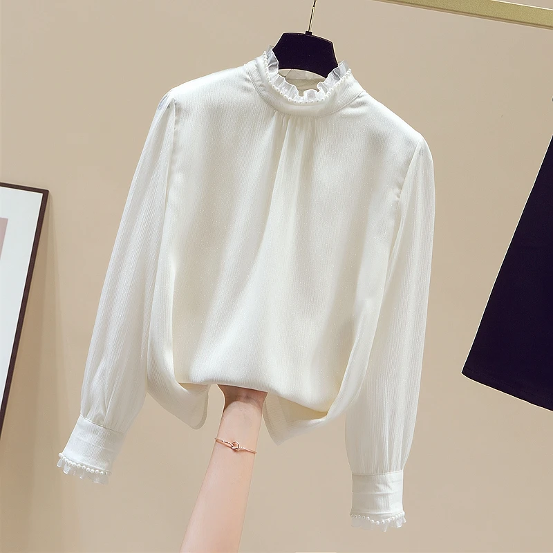 Vintage Chiffon Blouse Women Puff Sleeve Top Fungus Lace Beading Womens Tops and Blouses Elegant Clothing Fashion Apricot Shirt
Vintage Chiffon Blouse Women Puff Sleeve Top Fungus Lace Beading Womens Tops and Blouses Elegant Clothing Fashion Apricot Shirt