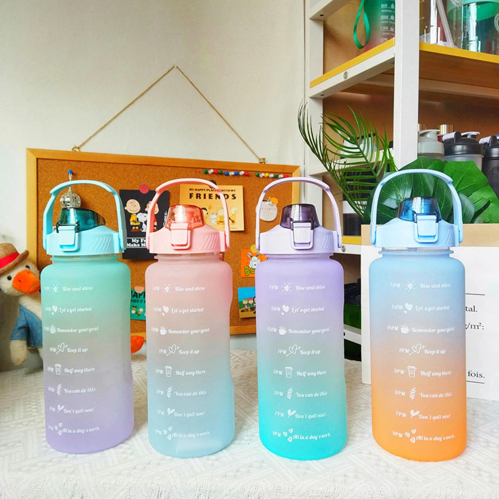 2L Water Bottle Straw Cup Large Capacity High Temperature Plastic Water Cup Time Scale Frosted Outdoor Sports Student Couple Cup
2L Water Bottle Straw Cup Large Capacity High Temperature Plastic Water Cup Time Scale Frosted Outdoor Sports Student Couple Cup