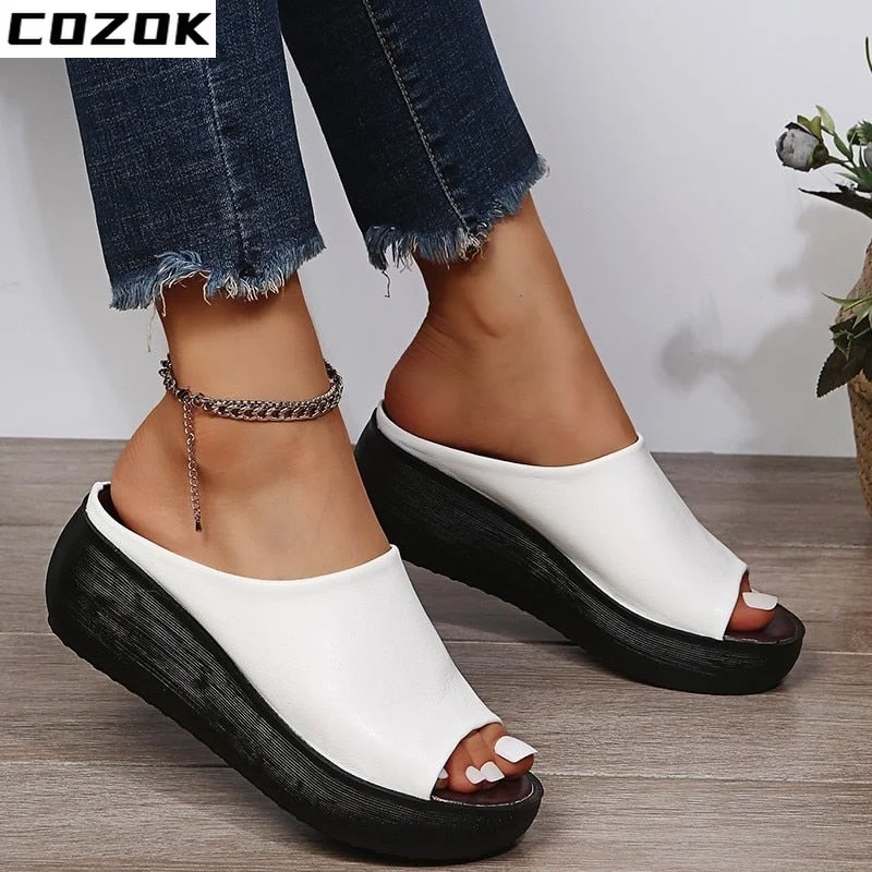 Women Sandals Casual Shoes Platform Wedges Thick Heel Open Peep Toe Sandalias Leather Summer Sapatos Femininos Zapatos Mujer
Women Sandals Casual Shoes Platform Wedges Thick Heel Open Peep Toe Sandalias Leather Summer Sapatos Femininos Zapatos Mujer