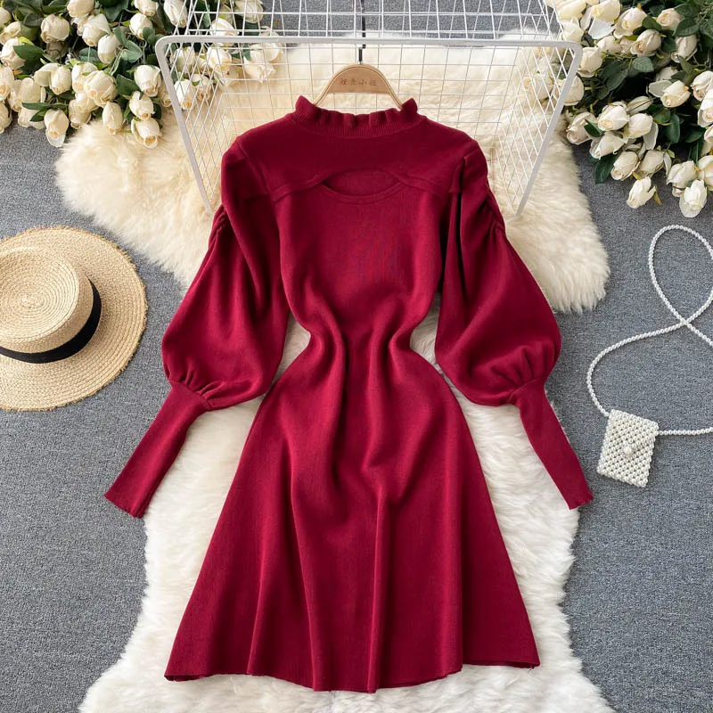 2021 autumn new a-line lantern sleeve knitted maternity dress women Black
2021 autumn new a-line lantern sleeve knitted maternity dress women Black