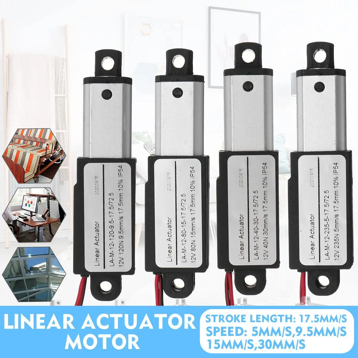 DC12V Micro Linear Actuator motor Durable and Compact 17.5mm stroke for Remote Controls Robotics Home Automation 30/15/9.5/5mm/s
DC12V Micro Linear Actuator motor Durable and Compact 17.5mm stroke for Remote Controls Robotics Home Automation 30/15/9.5/5mm/s