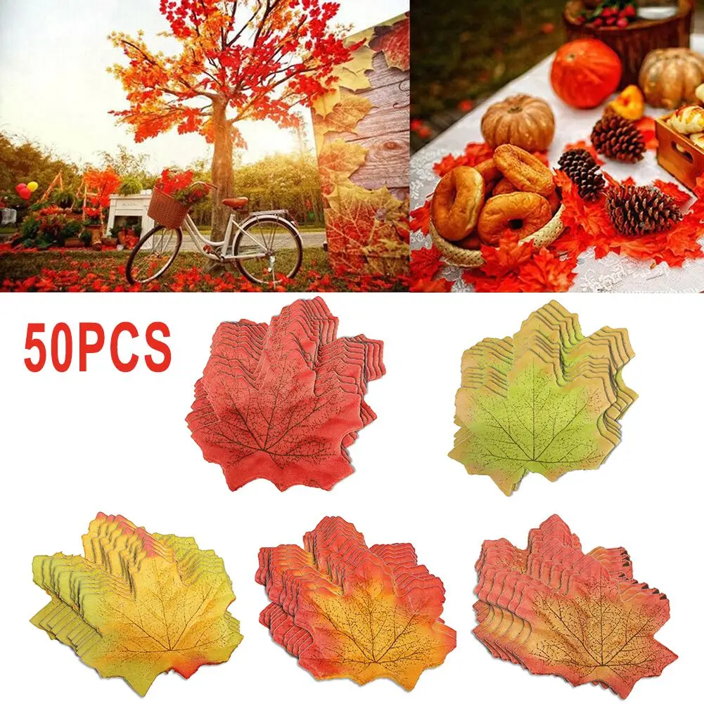 50pcs Artificial Maple Leaf Autumn Fake Leaves Crafts Halloween Decro Props Home Garland Vase Wedding DIY Decor Accessories
50pcs Artificial Maple Leaf Autumn Fake Leaves Crafts Halloween Decro Props Home Garland Vase Wedding DIY Decor Accessories
