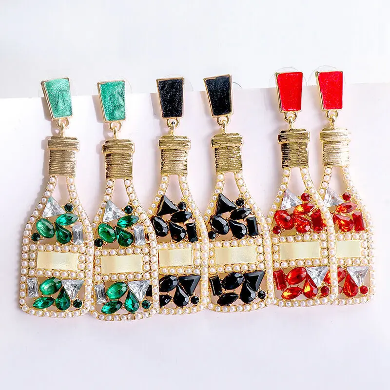Vintage Champagne Wine Bottle Earrings for Women Pearl Drop Earrings Female Rhinestones Dangle Earrings Fashion Jewelry Eardrop
Vintage Champagne Wine Bottle Earrings for Women Pearl Drop Earrings Female Rhinestones Dangle Earrings Fashion Jewelry Eardrop