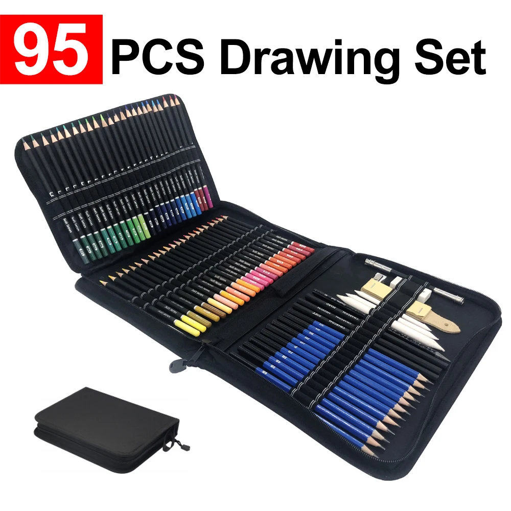 95 Pieces Oil Colored Pencil Sketch Set Art Painting Stationery Suit With Storage Bag for Artists Kids Drawing Student 
95 Pieces Oil Colored Pencil Sketch Set Art Painting Stationery Suit With Storage Bag for Artists Kids Drawing Student