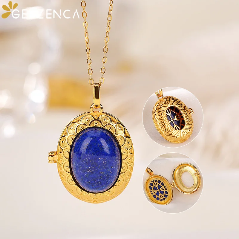 GEEZENCA 925 Silver Gold Plated Natural Lapis Lazuli Locket Pendant For Necklace Vintage Luxury Gemstone Pendants Without Chain
GEEZENCA 925 Silver Gold Plated Natural Lapis Lazuli Locket Pendant For Necklace Vintage Luxury Gemstone Pendants Without Chain