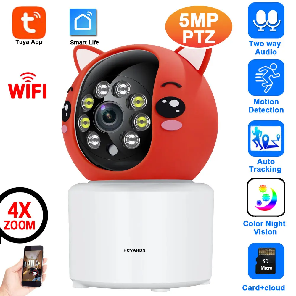 5MP PTZ Wifi Mini Camera Tuya Smart 3MP Indoor Home Video Surveillance Security Camera Color Night Vision CCTV Wireless IP Cam
5MP PTZ Wifi Mini Camera Tuya Smart 3MP Indoor Home Video Surveillance Security Camera Color Night Vision CCTV Wireless IP Cam
