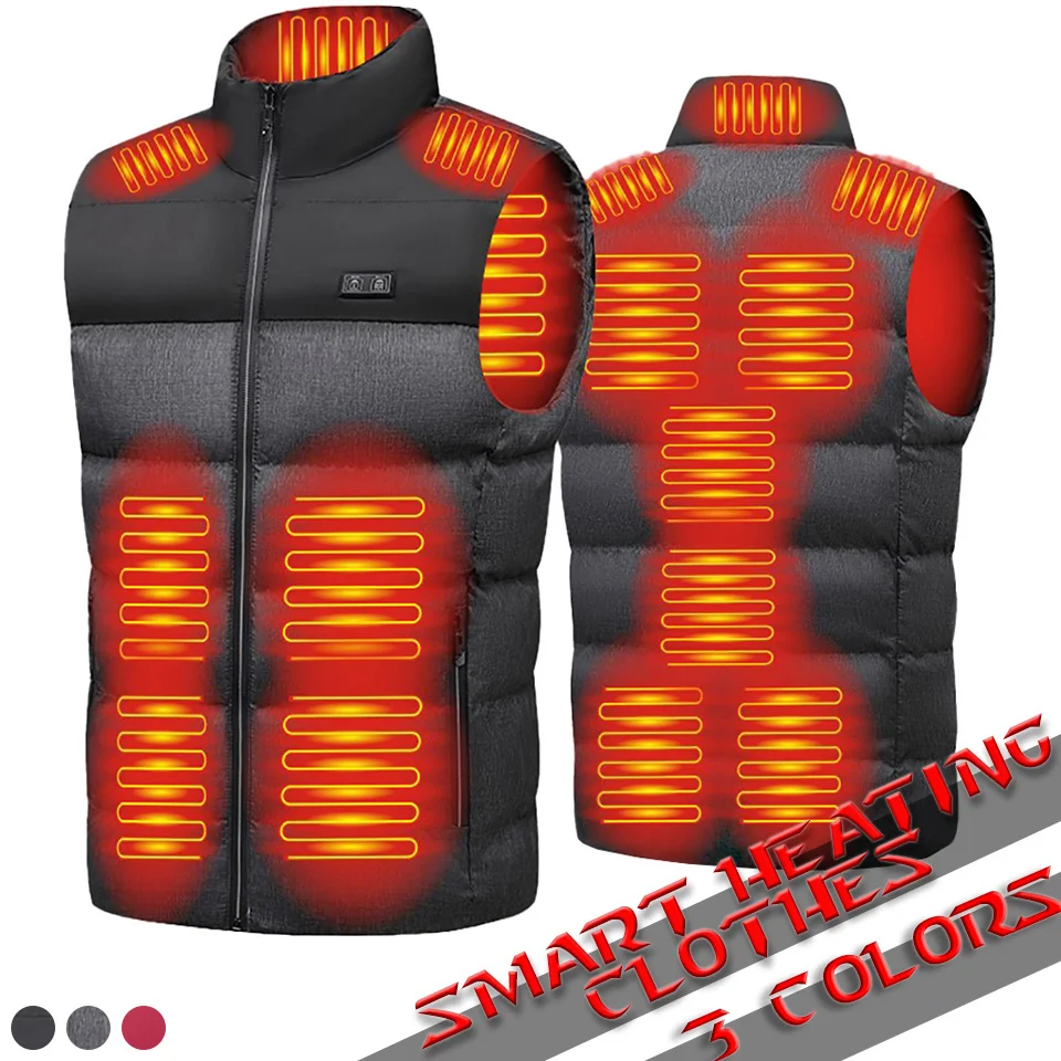 

15 Areas Heated Windproof Jackets USB Self-heating Cycling Climbing Hiking Vest Winter Thermal Coat Outdoor Sports Warm Clothes