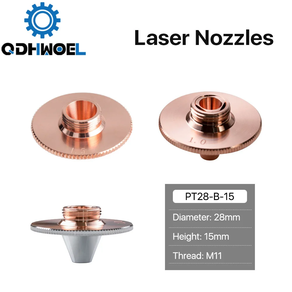 

QDHWOEL Bulge Laser Nozzles Single Layer Chrome-Plating Double Layers Caliber 0.8-4.0 D28 H11 H15 M11 for Precitec Cutting Head