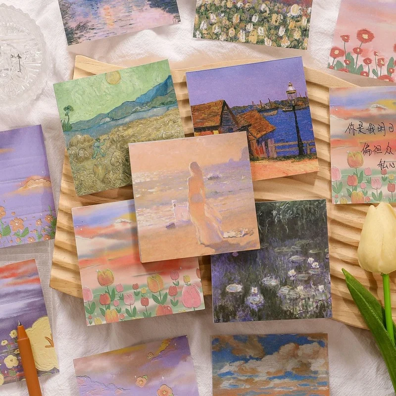50 Sheets/Set Van Gogh Monet Oil Painting Series Memo Pads INS Style Starry Night Sunset Sticky Notes Stationery Supplies
50 Sheets/Set Van Gogh Monet Oil Painting Series Memo Pads INS Style Starry Night Sunset Sticky Notes Stationery Supplies