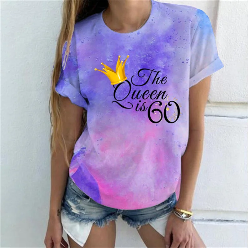 The Queen Is 60 Print T Shirt Chic Tie-dye Tees As Birthday Gift for Mom Casual Fashion T Shirts Women Y2k Tops Summer 2023 Tee
The Queen Is 60 Print T Shirt Chic Tie-dye Tees As Birthday Gift for Mom Casual Fashion T Shirts Women Y2k Tops Summer 2023 Tee