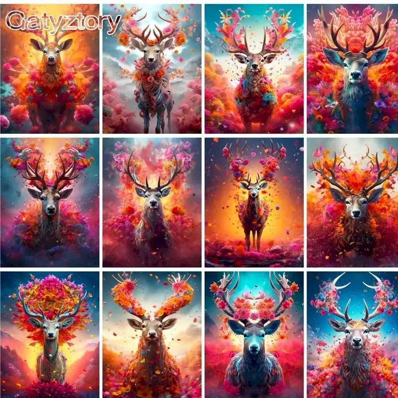 

GATYZTORY 60x75cm Painting By Numbers Handpainted Color Elk Coloring By Numbers Picture Drawing Wall Art For Adults Diy Gift