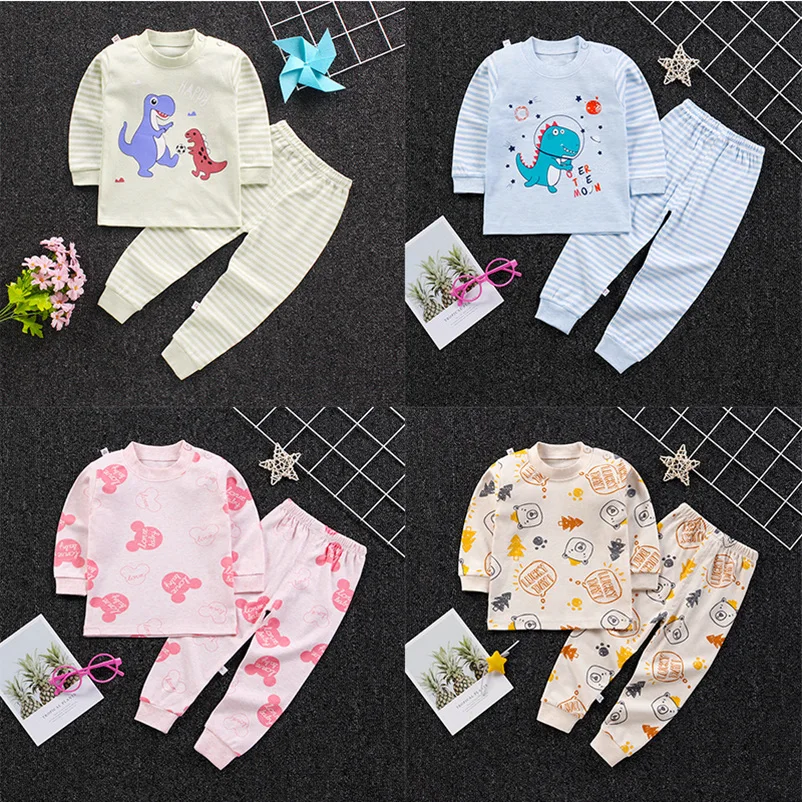 Children Long Johns Clothing Pajama Sets Baby Boy Cartoon Stripe Colorful Cotton Toddler Girls Outfits Kids Fashion Suit 2022 
Children Long Johns Clothing Pajama Sets Baby Boy Cartoon Stripe Colorful Cotton Toddler Girls Outfits Kids Fashion Suit 2022