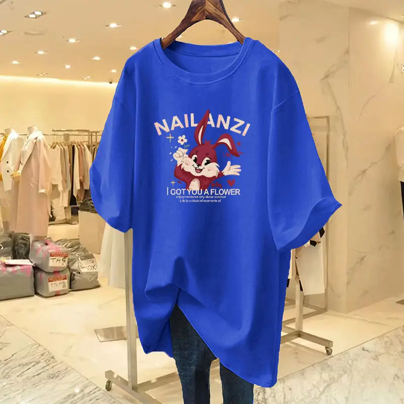 

Summer 100 Cotton Casual Printed T-shirt Women Oversized Chic Japan Style Fahion Cute Pullovers AD-29