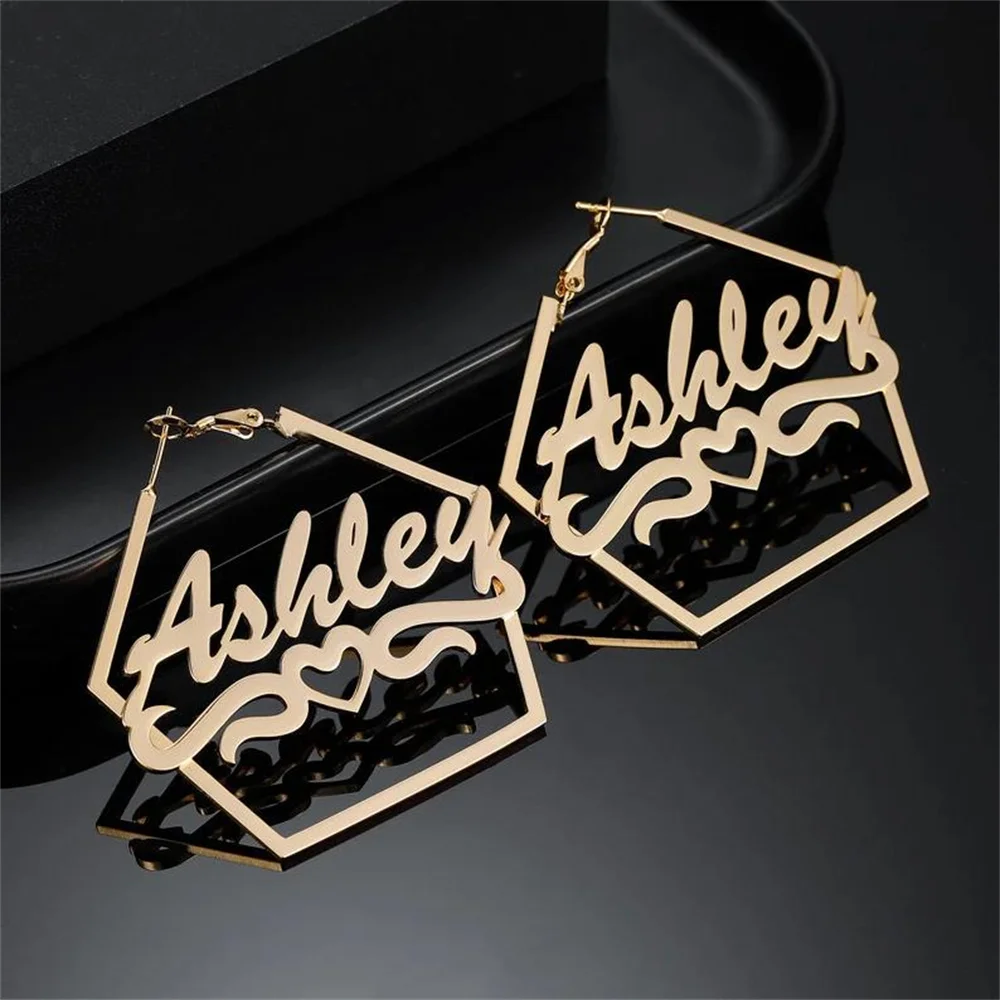 Name Earring Custom Name Stainless Steel Earrings Personalized Polygonal Earrings Name Hoop Earrings For Her Christmas Gift
Name Earring Custom Name Stainless Steel Earrings Personalized Polygonal Earrings Name Hoop Earrings For Her Christmas Gift