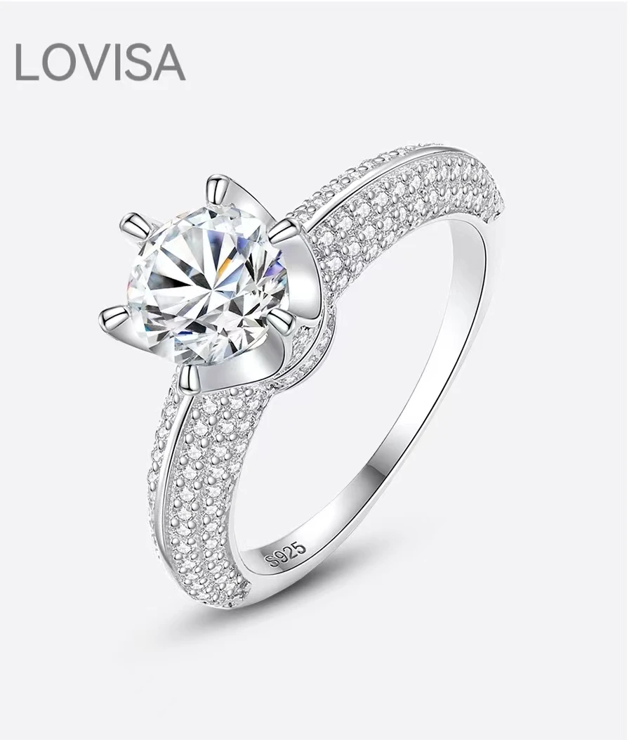 Silver Luxury Women Tiny Zircon CZ Pave One Carat Moissanite Diamond Main Stone with Certificated Finger Rings Wedding
Silver Luxury Women Tiny Zircon CZ Pave One Carat Moissanite Diamond Main Stone with Certificated Finger Rings Wedding