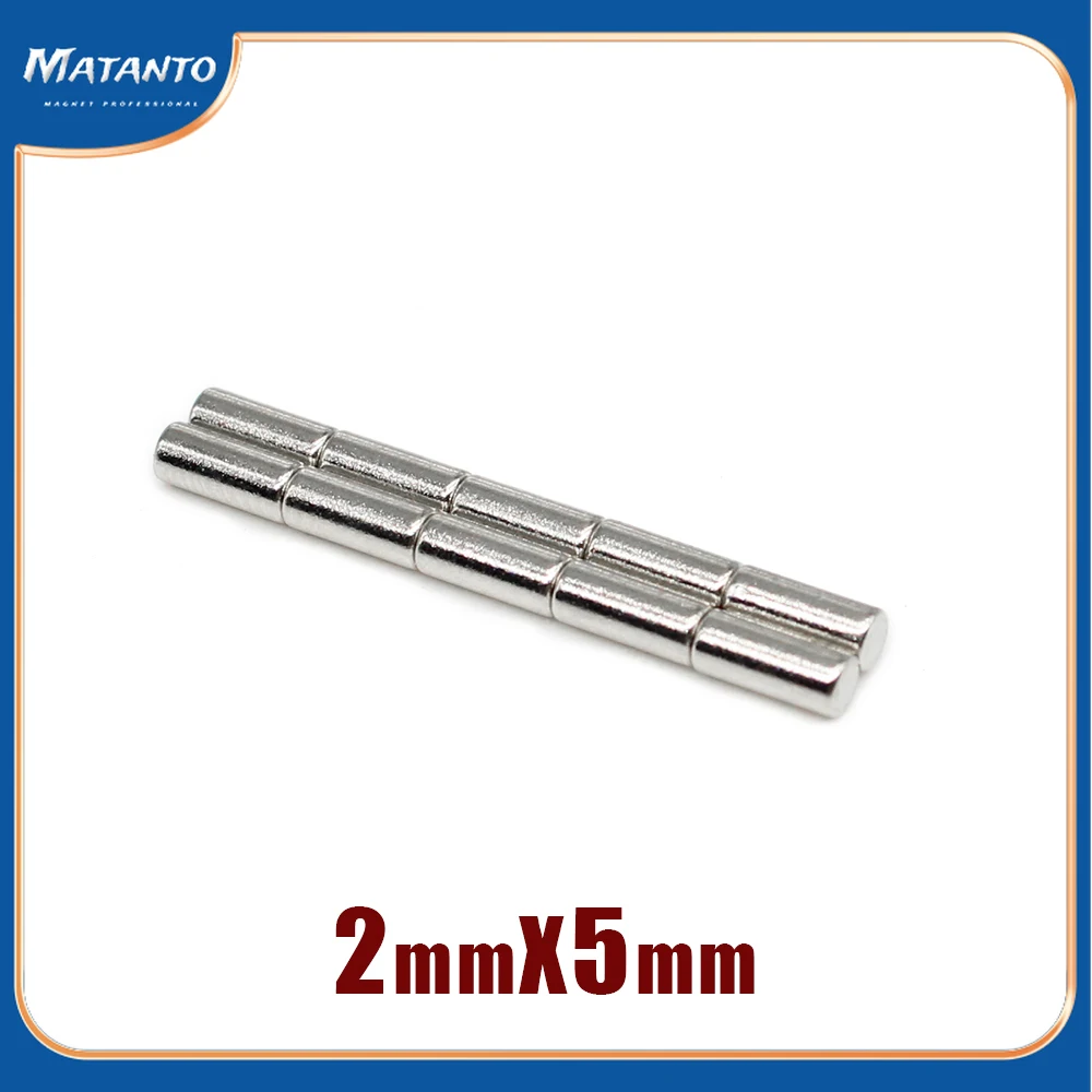 

50/100/200/500/1000/2000PCS 2x5 Long Strong Powerful Magnets Disc Permanent Magnet 2x5mm Small Round Neodymium Magnet 2*5