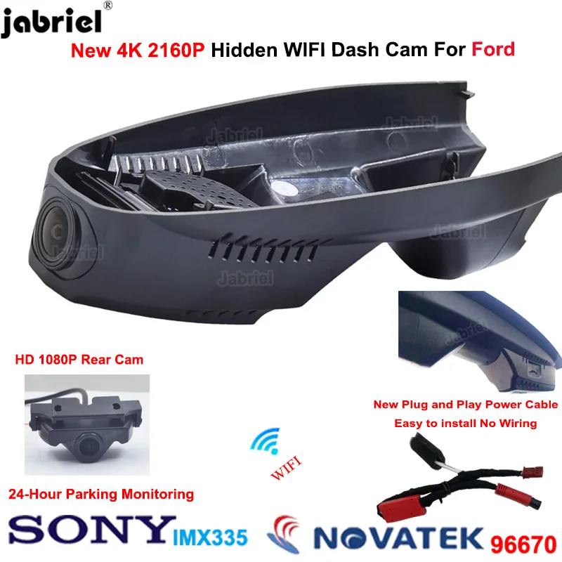 

4K Wifi Dash Cam Front and Rear Camera For Ford Kuga c520 cx482 mk2 mk3 For Ford Escape c520 cx482 mk2 mk3 2012-2022 UHD Car Dvr