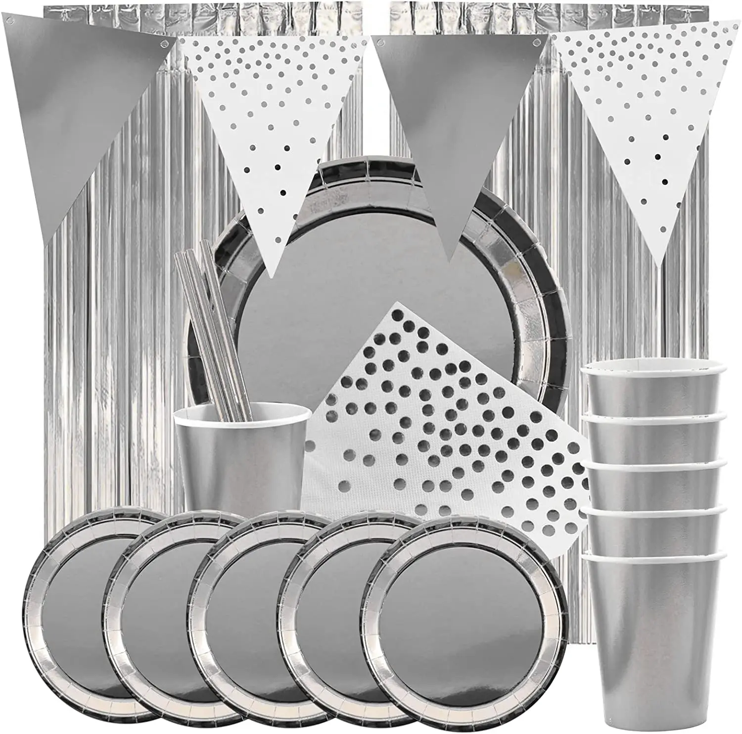 , Set 129pcs Vaisselle Jetable Anniversaire pour 30 Personnes. Comprend Assiettes, Tasses, Serviettes, Pailles et une Guirlande.
, Set 129pcs Vaisselle Jetable Anniversaire pour 30 Personnes. Comprend Assiettes, Tasses, Serviettes, Pailles et une Guirlande.