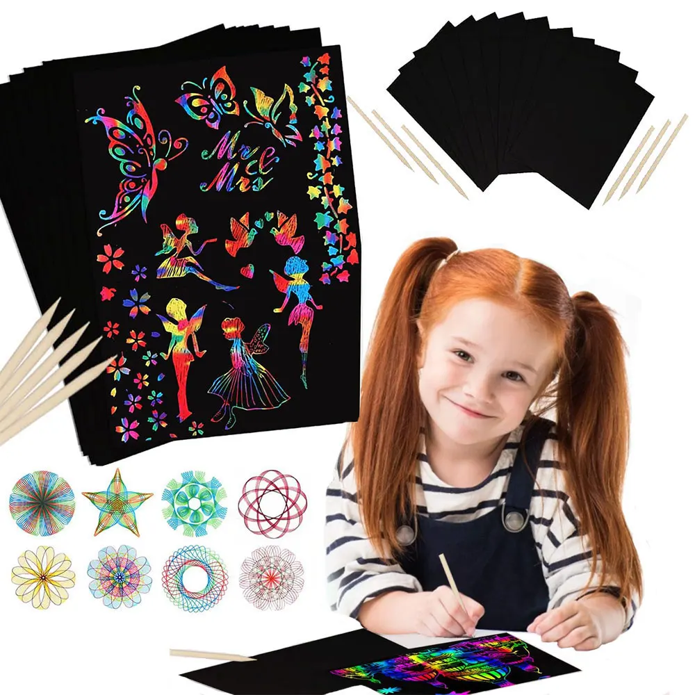 Rainbow Magic Scratch Off Paper Set for Kids Arts Scraping Painting Toy DIY Graffiti Book Kids Montessori Educational Toys
Rainbow Magic Scratch Off Paper Set for Kids Arts Scraping Painting Toy DIY Graffiti Book Kids Montessori Educational Toys
