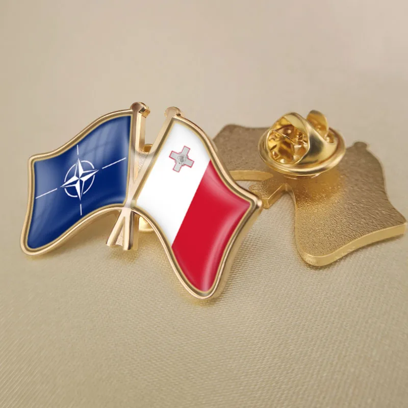 North Atlantic Treaty Organization NATO and Malta Crossed Double Friendship Flags Lapel Pins Brooch Badges
North Atlantic Treaty Organization NATO and Malta Crossed Double Friendship Flags Lapel Pins Brooch Badges