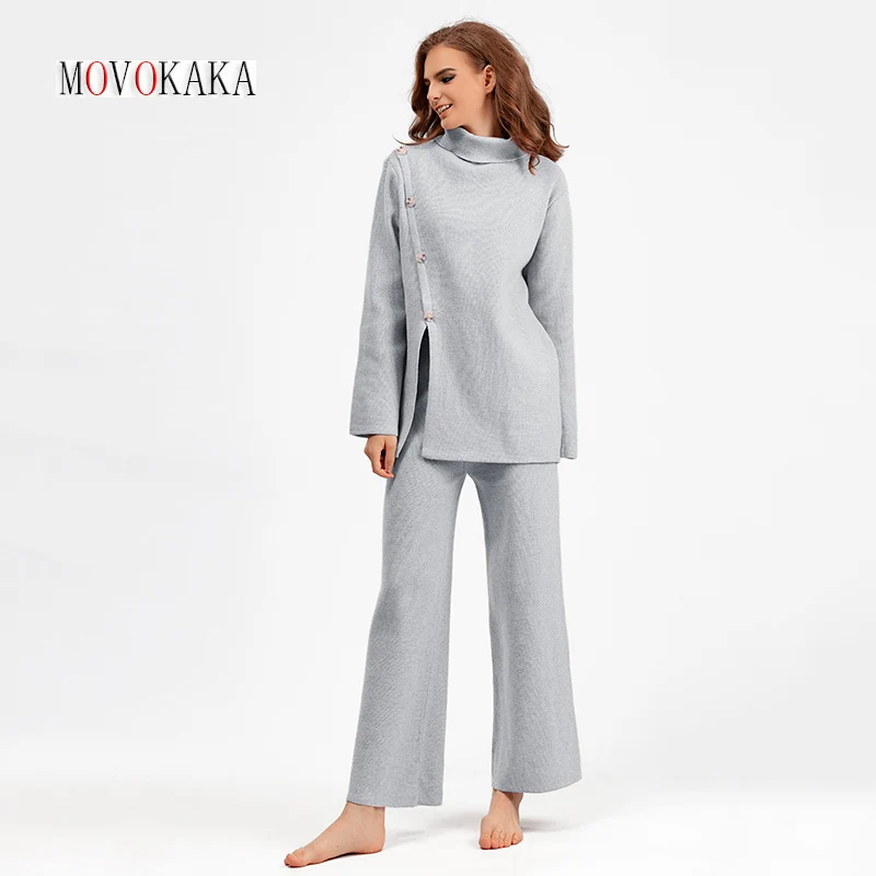 Осенне-зимний теплый женский свитер MOVOKAKA, вязаный комплект, водолазка, пуловеры, свитер, топ, брюки с широкими штанинами, костюмы из двух предметов
Осенне-зимний теплый женский свитер MOVOKAKA, вязаный комплект, водолазка, пуловеры, свитер, топ, брюки с широкими штанинами, костюмы из двух предметов