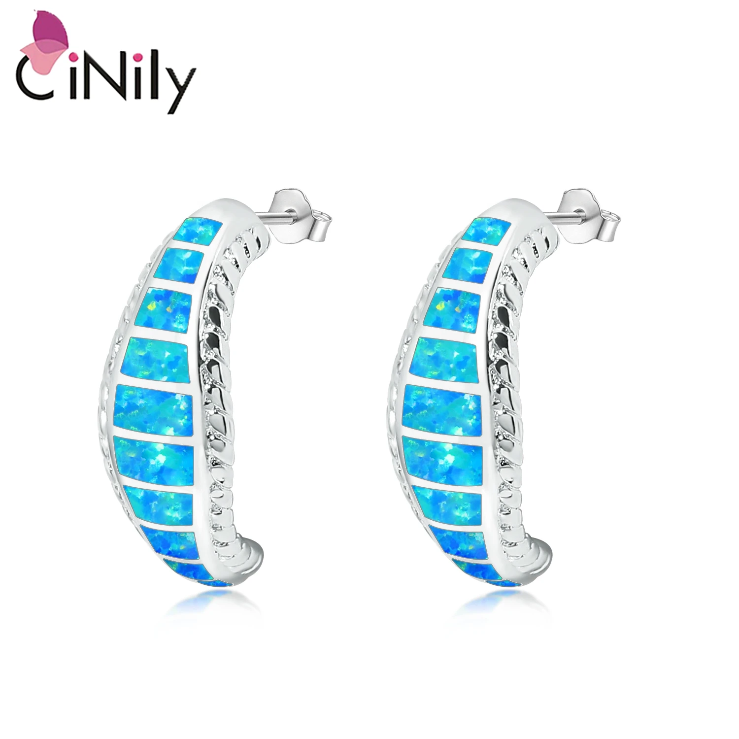 CiNily Created Blue Fire Opal Stud Earrings Silver Plated Conch Shape Ocean Series Fashion Jewelry for Women Wedding Engagement
CiNily Created Blue Fire Opal Stud Earrings Silver Plated Conch Shape Ocean Series Fashion Jewelry for Women Wedding Engagement