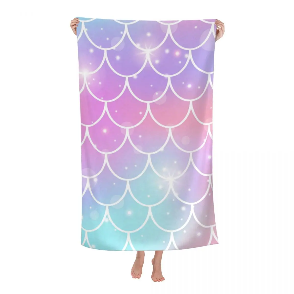

Пляжное полотенце из микрофибры, мягкое быстросохнущее банное полотенце в стиле принцессы, с рисунком русалки, радуги, для душа и сауны