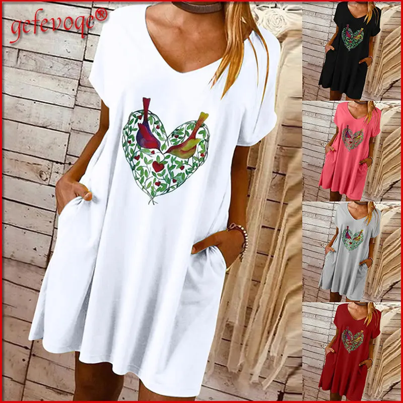 Graphic Love Print V Neck Pockets Casual Women's Dresses 2022 Summer Short Sleeve Loose T Shirt Beach Mini Dress Female Clothing
Graphic Love Print V Neck Pockets Casual Women's Dresses 2022 Summer Short Sleeve Loose T Shirt Beach Mini Dress Female Clothing